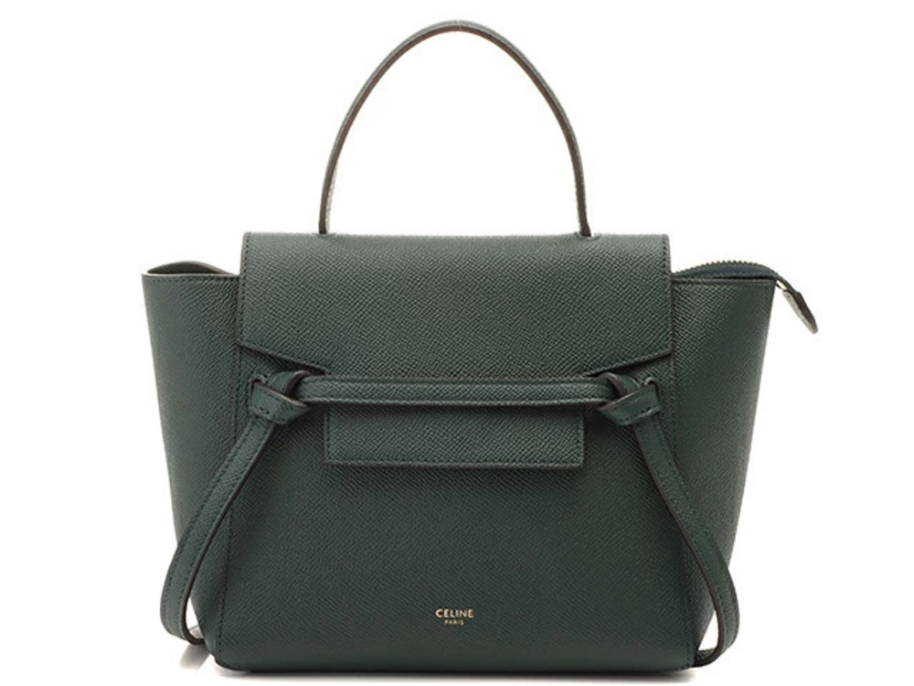 Celine Belt Bag Shoulder Grained Calfskin Green Gold
